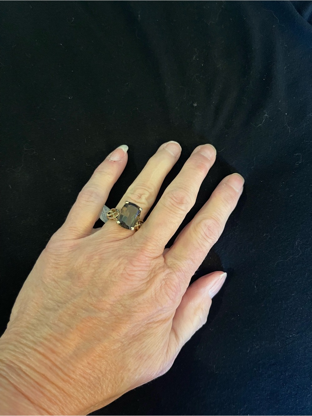 Lia Sophia Gold-Tone Ring with Smoky Gray Stone